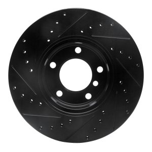 BMW 525I Brake Rotor (1) - Front Right - R1 Concepts - Drilled & Slotted - Black - `96-`03